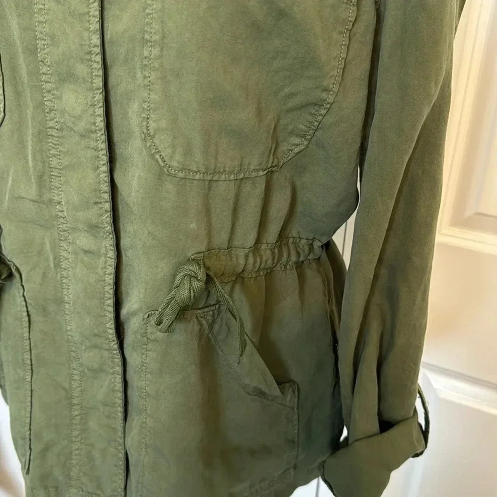 Sanctuary Crafted & Tailored SnapFront Drawstring Olive Green Utility Jacket SzM